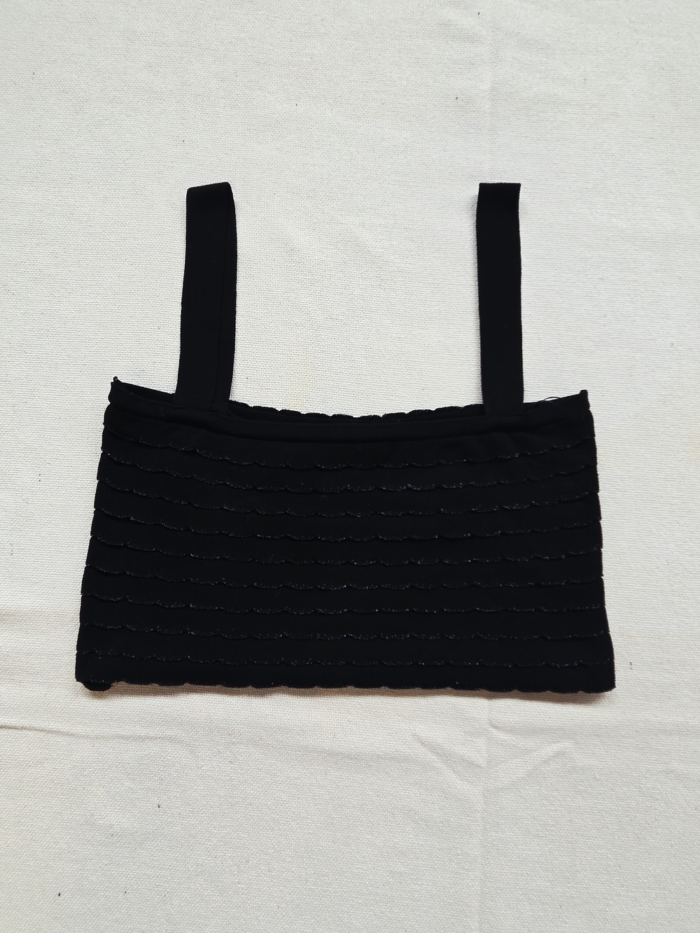 ZARA Knit Black Scalloped Crop Tank Top - Women